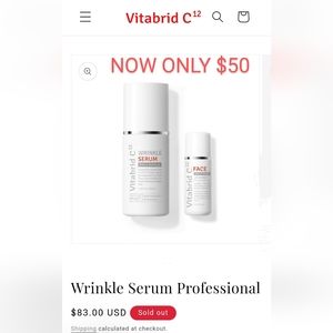 Vitabrid C12 WRINKLE SERUM Wrinkle Essential Kit 2 Full Size Pieces NIB MSRP $83